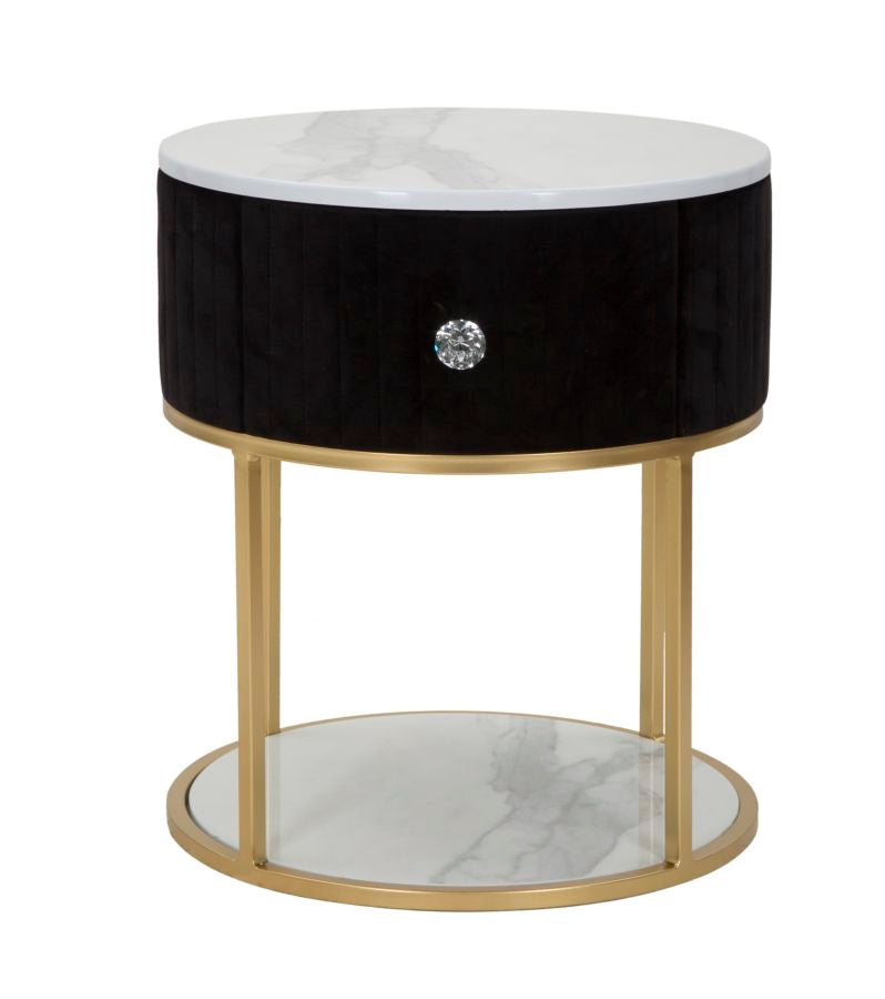 Eleganter Nachttisch Montpellier in Schwarz Ø 42x48 cm