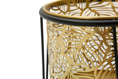Coppia di Vasi Leavy in Metallo con Design Naturale - Ø 21x40 cm e 19x22 cm