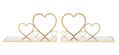 Mensole da Parete Hearts in Metallo Dorato - Coppia Elegante 41,5x18x21 cm