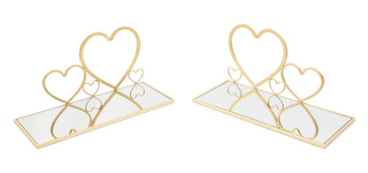 Mensole da Parete Hearts in Metallo Dorato - Coppia Elegante 41,5x18x21 cm