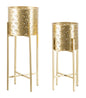 Pair of Golvy Gold Metal Plant Stands - Dimensions Ø 21x52 cm and 19x42 cm