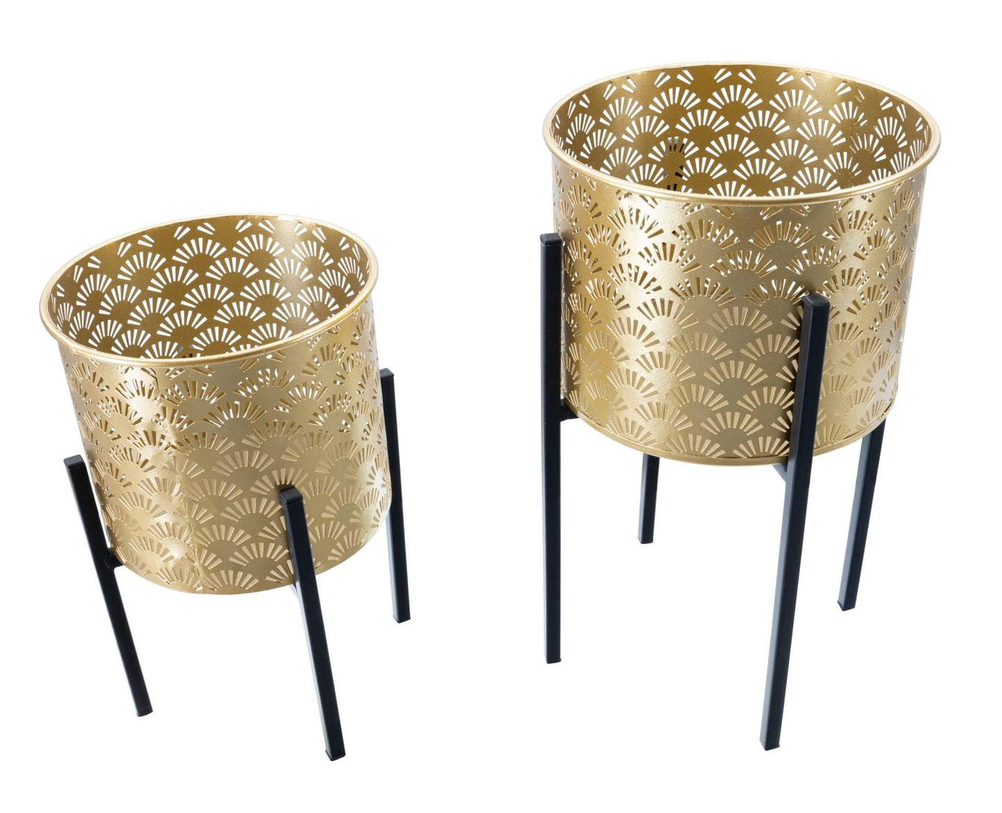 Paar eleganter Glissy Blumenständer - Ø 21x38 und 19x28 cm