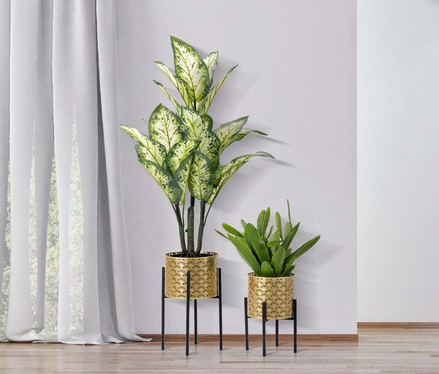 Paar eleganter Glissy Blumenständer - Ø 21x38 und 19x28 cm