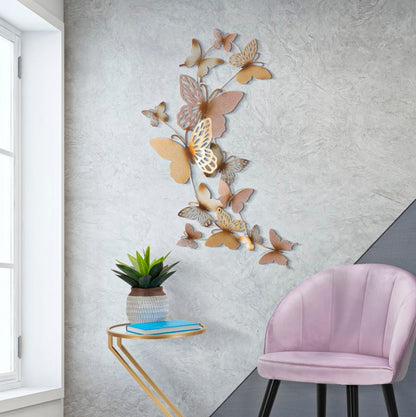 Pannello Decorativo 3D Farfalle Oro/Rosa cm 59,5x4x111,5