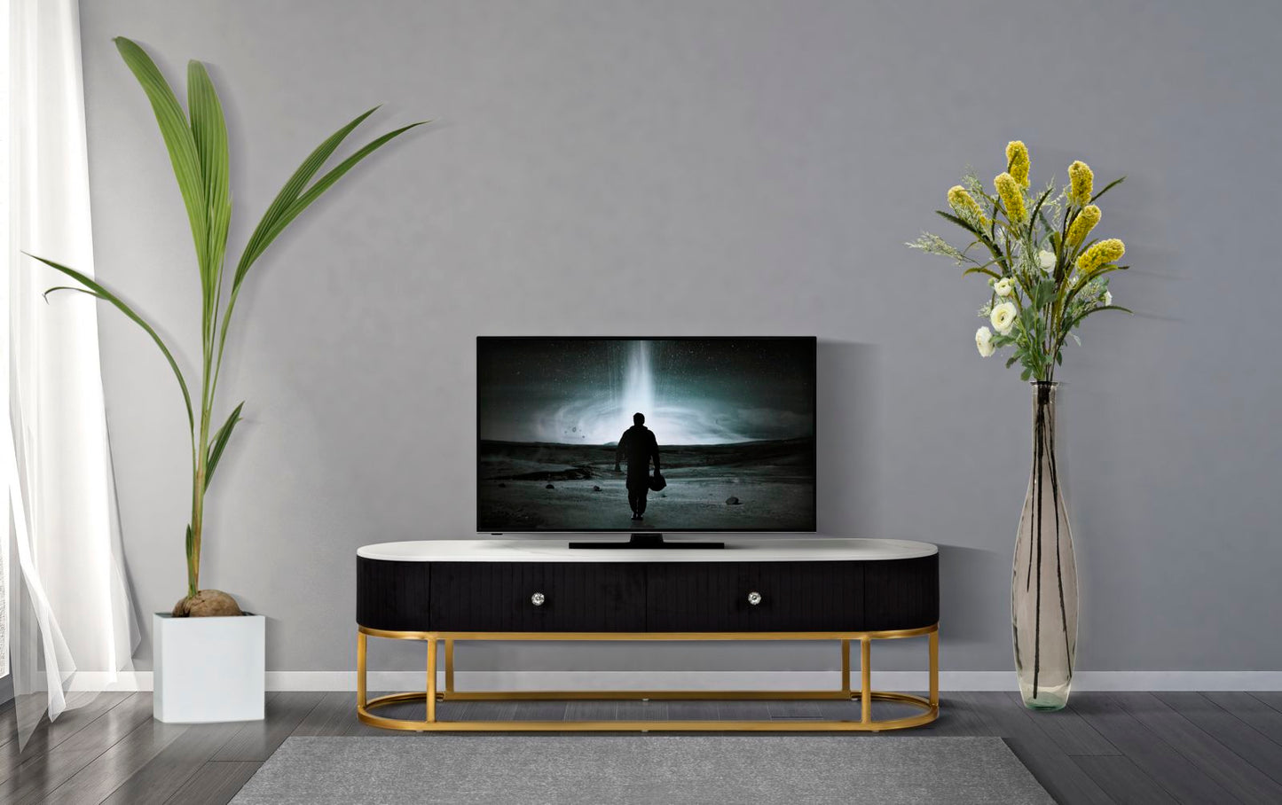 Eleganter TV-Schrank Montpellier Schwarz 150x42x45 cm