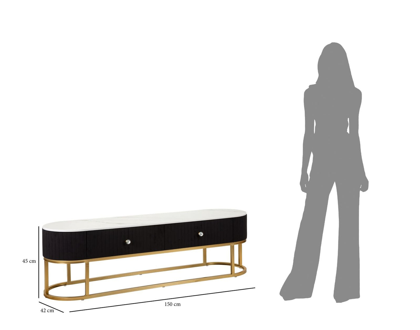 Eleganter TV-Schrank Montpellier Schwarz 150x42x45 cm
