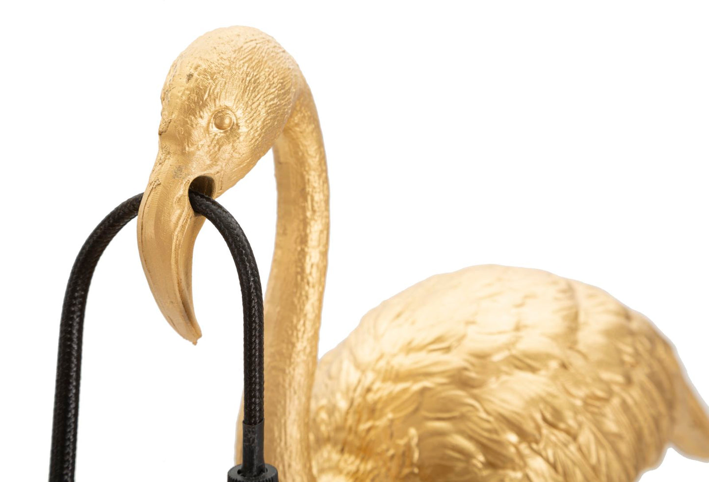Tischleuchte Flamingo aus goldenem Harz, 13x11,5x39,5 cm