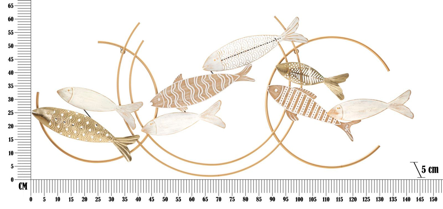 Deko-Wandpaneel aus Eisen Fishy Move cm 142,9x5x61,6
