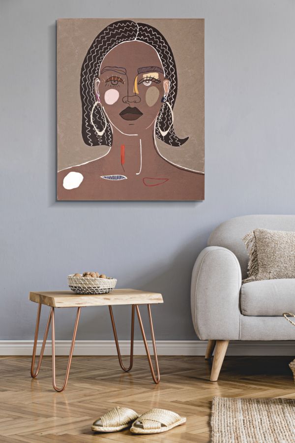Stammesporträt auf Leinwand – 80x2,8x100 cm