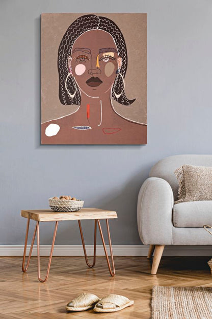 Stammesporträt auf Leinwand – 80x2,8x100 cm