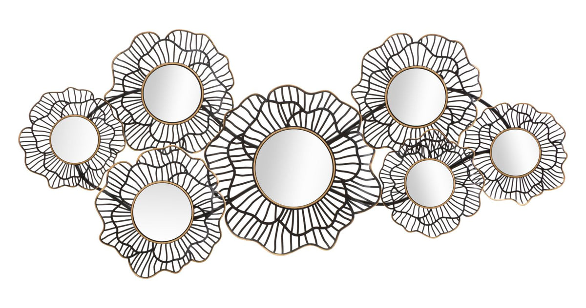 Osaka Decorative Iron Panel with Mirrors 121x5x56 cm