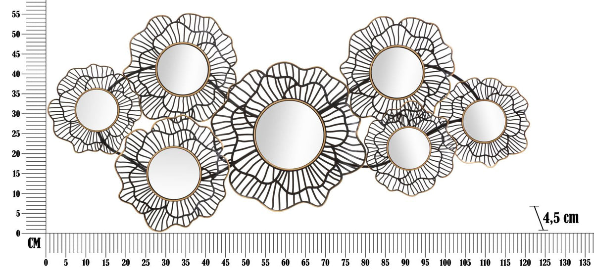 Osaka Decorative Iron Panel with Mirrors 121x5x56 cm