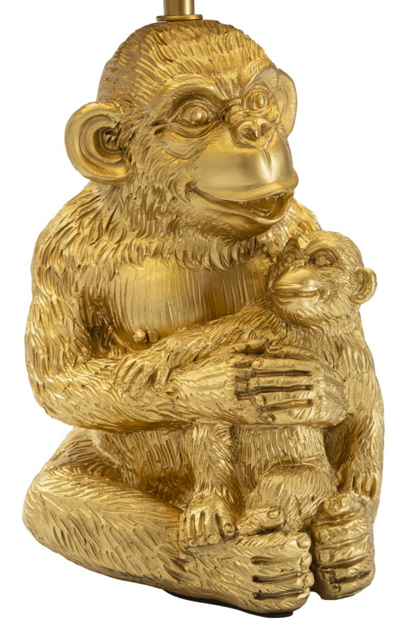 Tischleuchte Monkey Mum mit kreativem Design und schwarzem Stoffschirm cm ø 30x49