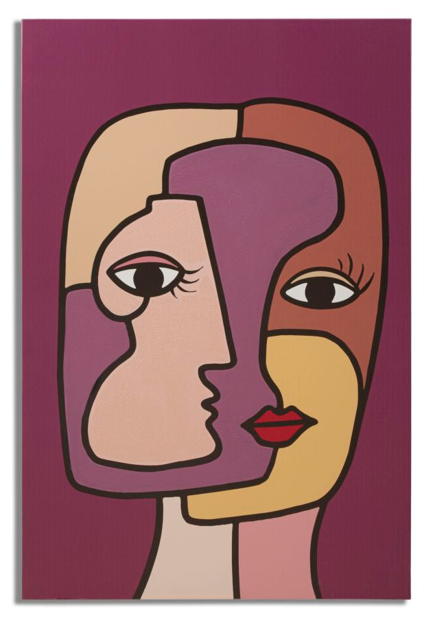 Kunstdruck Kubistische Gesichter Neu - 60x3x90 cm