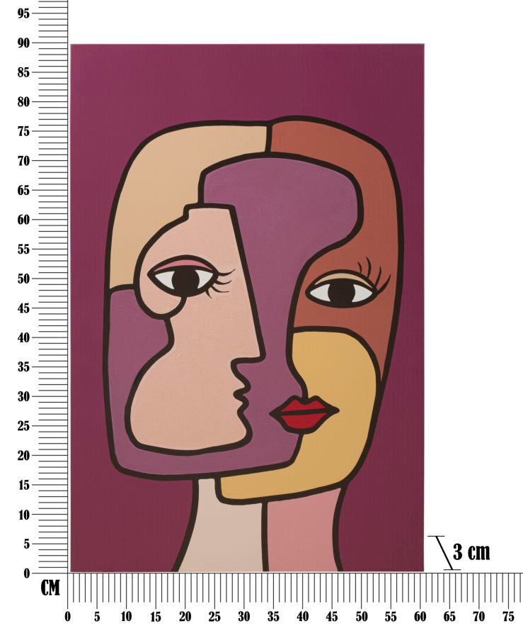 Kunstdruck Kubistische Gesichter Neu - 60x3x90 cm