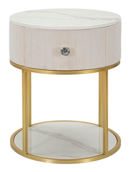 Eleganter Nachttisch Montpellier in Creme Ø 42 cm x H 48 cm