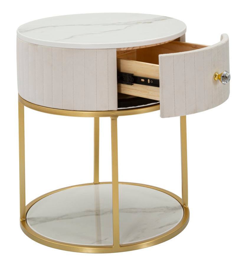 Eleganter Nachttisch Montpellier in Creme Ø 42 cm x H 48 cm