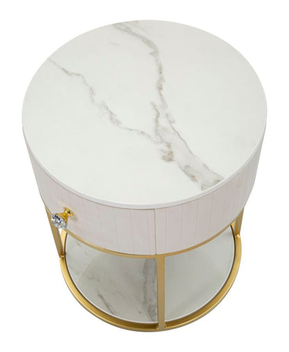 Eleganter Nachttisch Montpellier in Creme Ø 42 cm x H 48 cm