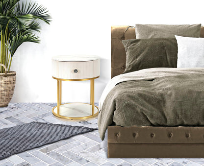 Eleganter Nachttisch Montpellier in Creme Ø 42 cm x H 48 cm