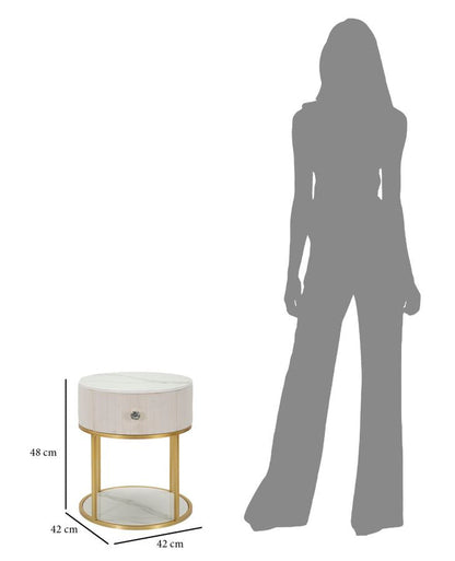 Eleganter Nachttisch Montpellier in Creme Ø 42 cm x H 48 cm