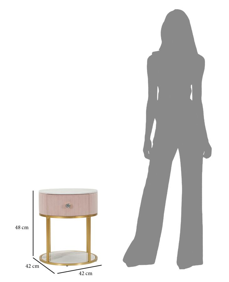 Nachttisch Montpellier Rosa Elegant Ø 42x48 cm