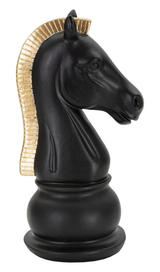 Elegante Skulptur Pferd Schwarz und Gold 10,5x8,5x19 cm