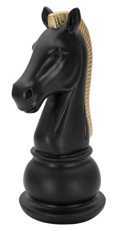 Elegante Skulptur Pferd Schwarz und Gold 10,5x8,5x19 cm