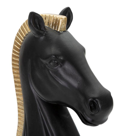 Elegante Skulptur Pferd Schwarz und Gold 10,5x8,5x19 cm