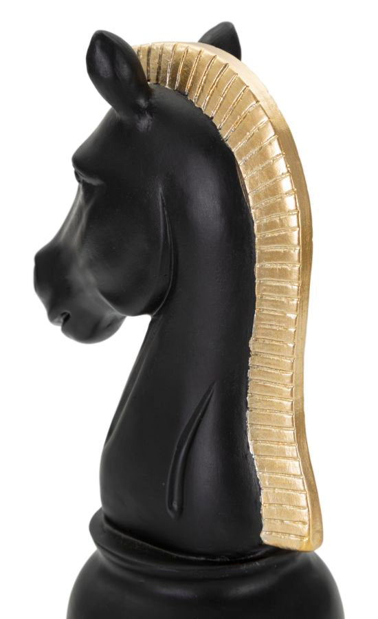 Elegante Skulptur Pferd Schwarz und Gold 10,5x8,5x19 cm