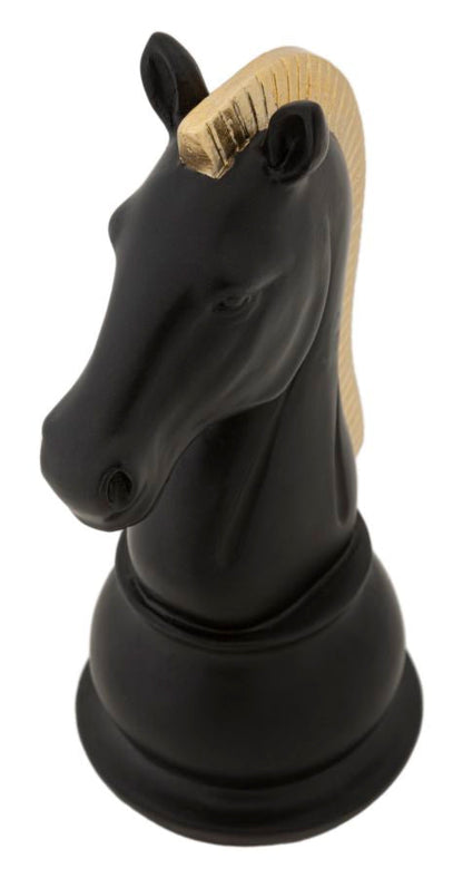 Elegante Skulptur Pferd Schwarz und Gold 10,5x8,5x19 cm