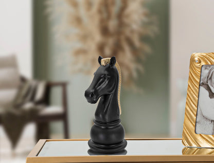 Elegante Skulptur Pferd Schwarz und Gold 10,5x8,5x19 cm