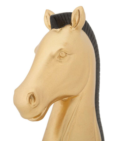 Skulptur Pferd in Gold und Schwarz – 10,5 x 8,5 x 19 cm
