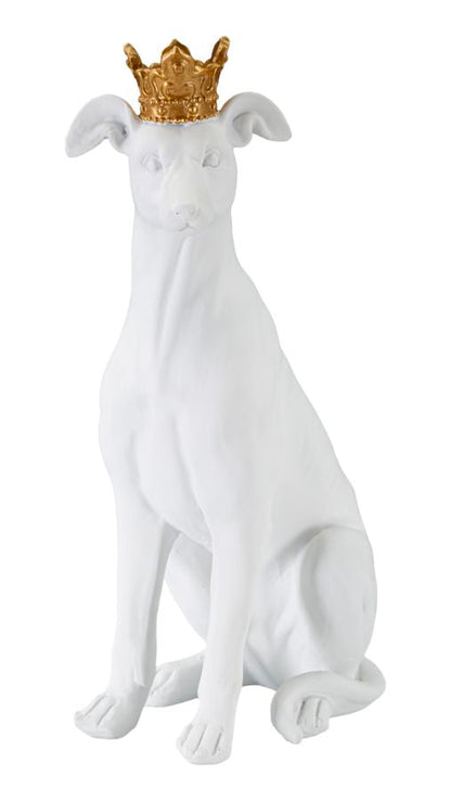 Elegante Hundestatue mit weißer Krone 20x12,5x33 cm