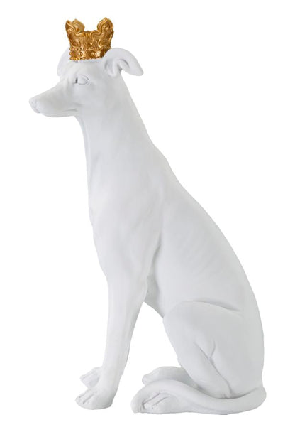 Elegante Hundestatue mit weißer Krone 20x12,5x33 cm