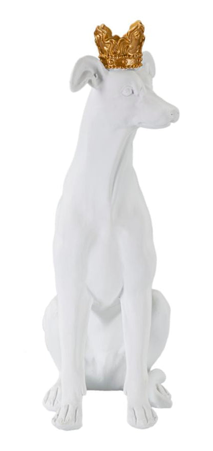 Elegante Hundestatue mit weißer Krone 20x12,5x33 cm