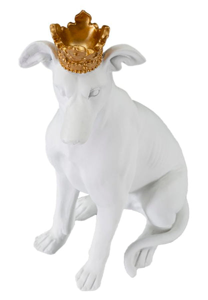 Elegante Hundestatue mit weißer Krone 20x12,5x33 cm