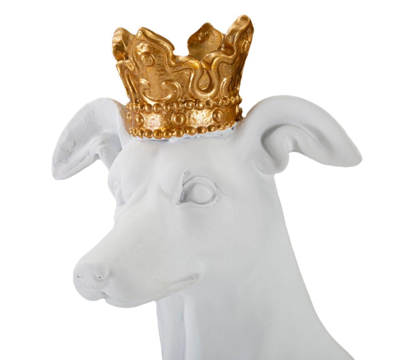 Elegante Hundestatue mit weißer Krone 20x12,5x33 cm
