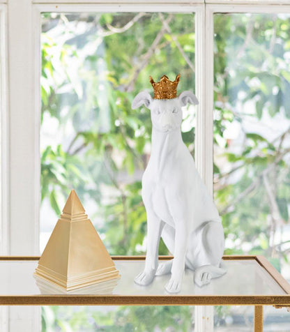 Elegante Hundestatue mit weißer Krone 20x12,5x33 cm