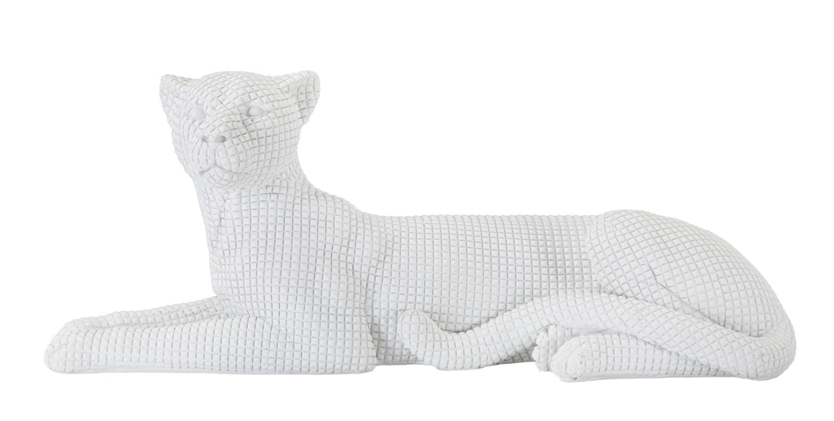 Elegant White Lying Leopard 38x12.5x15.3 cm