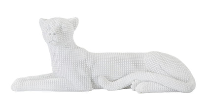 Elegant White Lying Leopard 38x12.5x15.3 cm