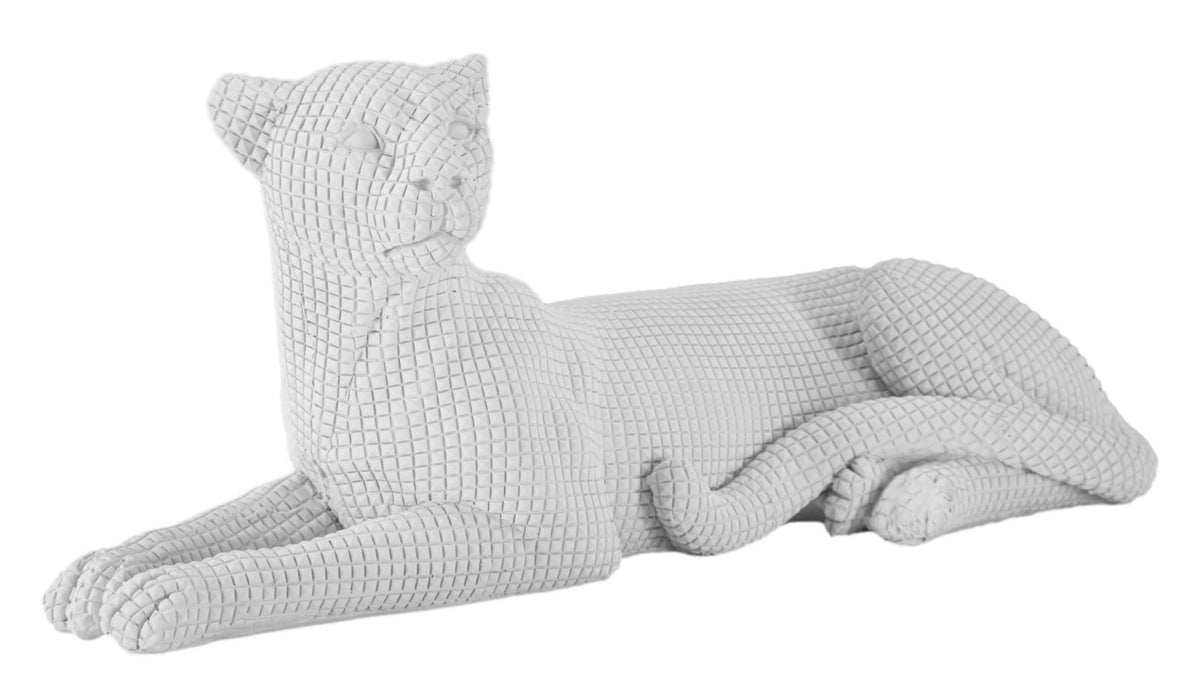Elegant White Lying Leopard 38x12.5x15.3 cm