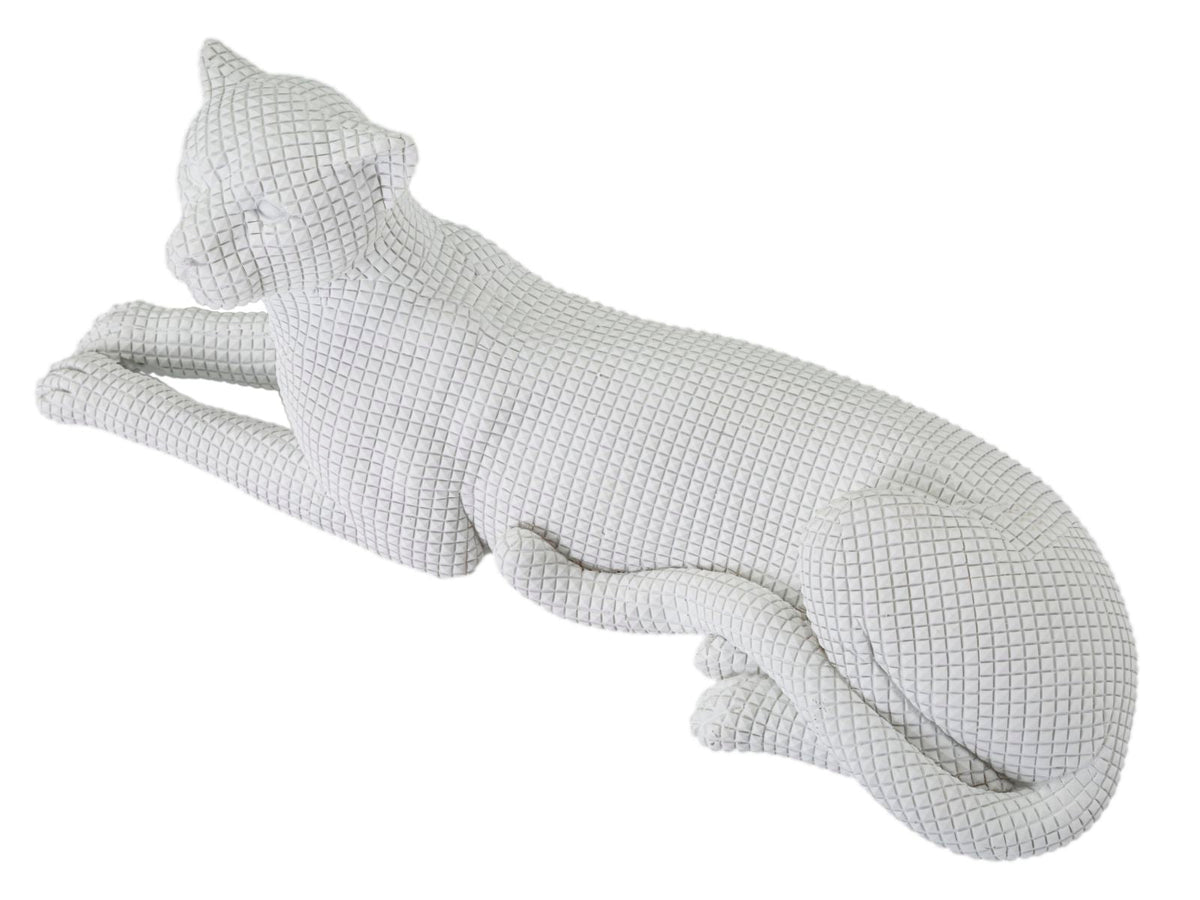 Elegant White Lying Leopard 38x12.5x15.3 cm