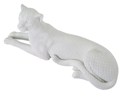 Elegant White Lying Leopard 38x12.5x15.3 cm
