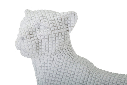 Elegant White Lying Leopard 38x12.5x15.3 cm