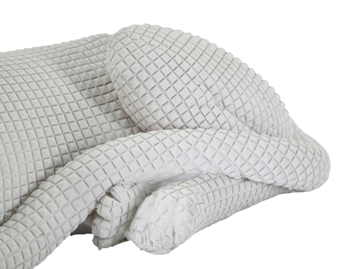 Elegant White Lying Leopard 38x12.5x15.3 cm