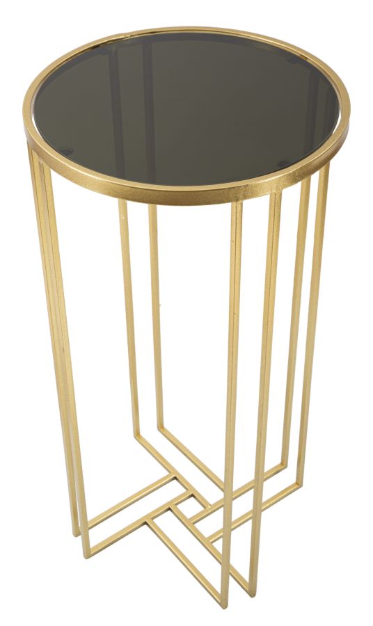 Runder Beistelltisch aus goldenem Metall Ø 40x80 cm