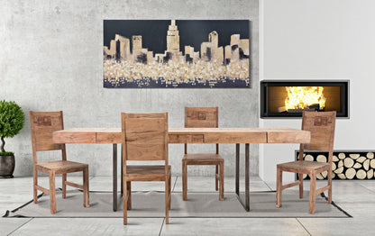 Esstisch aus Akazien-Nicolitischem Holz, ausziehbar, Mumbai, 160x90 cm