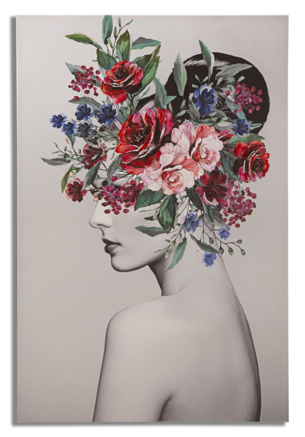 Floral Elegance: Artistic Woman Print - 80x2.8x120 cm