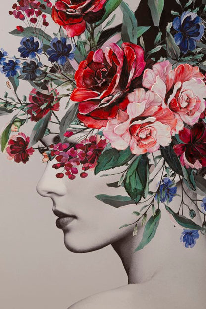 Floral Elegance: Artistic Woman Print - 80x2.8x120 cm