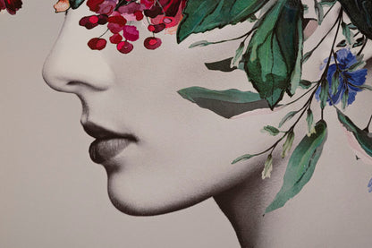 Floral Elegance: Artistic Woman Print - 80x2.8x120 cm